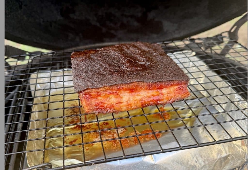 Pork belly on the grill.